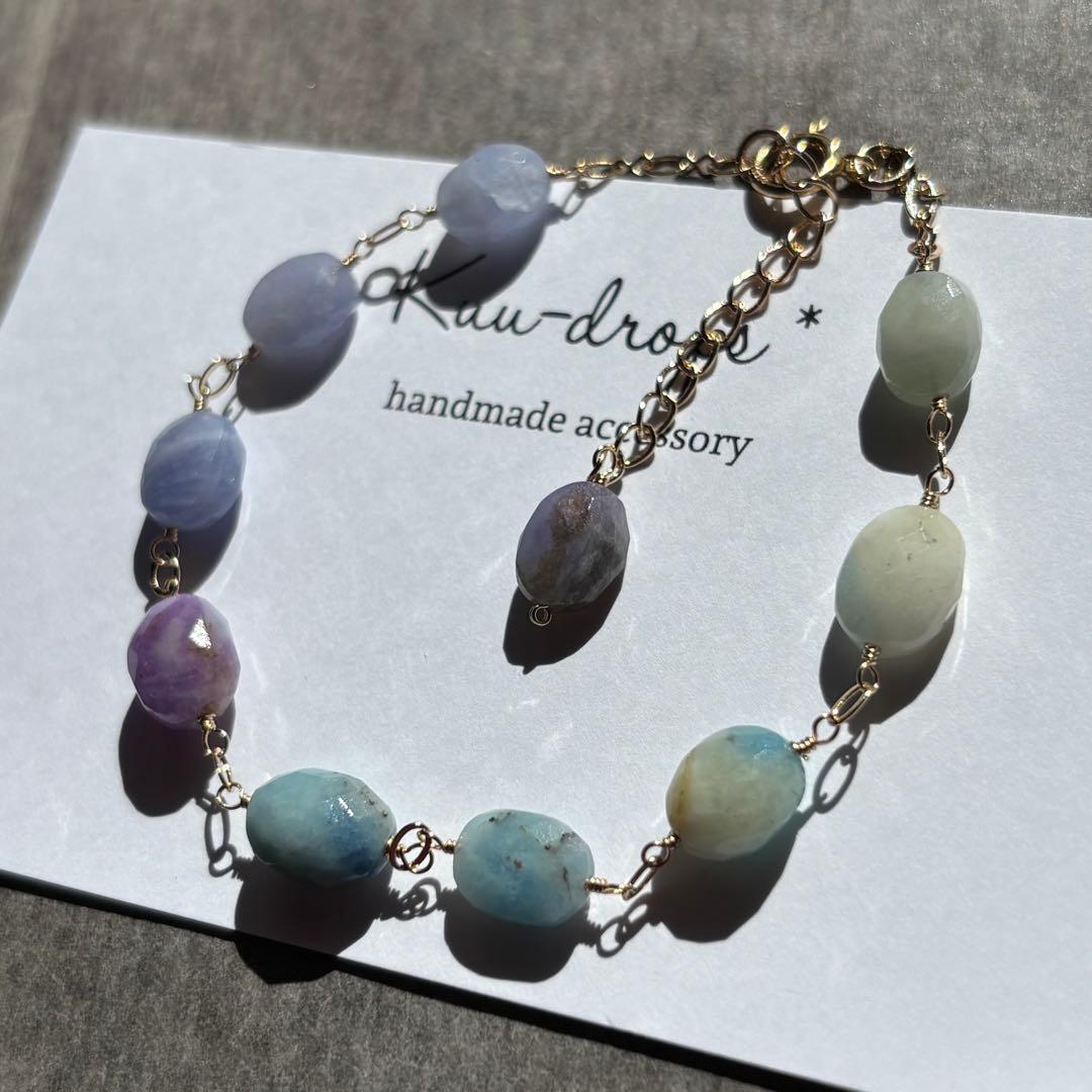 ♦︎希少♦︎ハックマナイト＆アフガナイト✴︎14kgfブレスレットB192