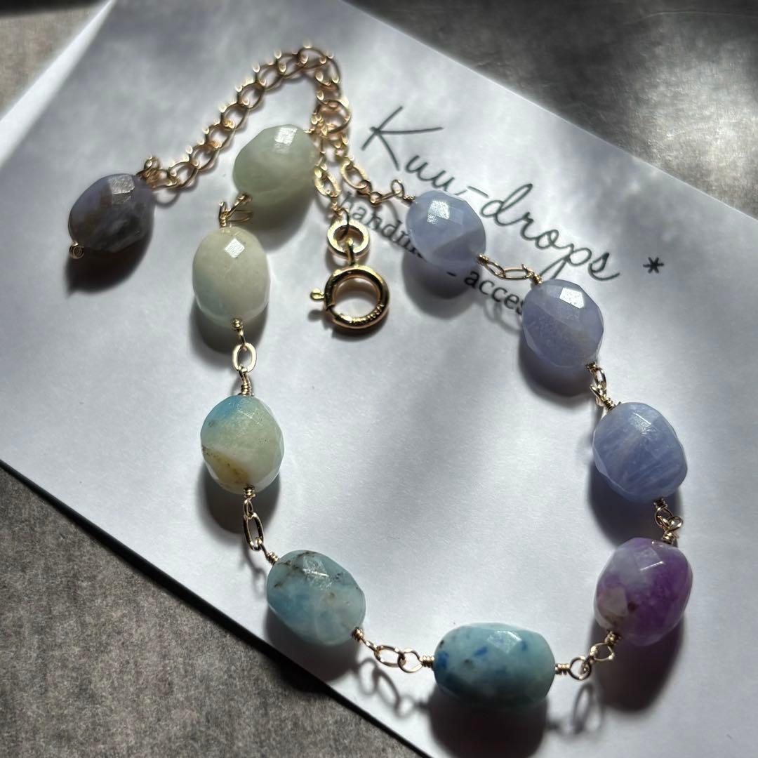 ♦︎希少♦︎ハックマナイト＆アフガナイト✴︎14kgfブレスレットB192