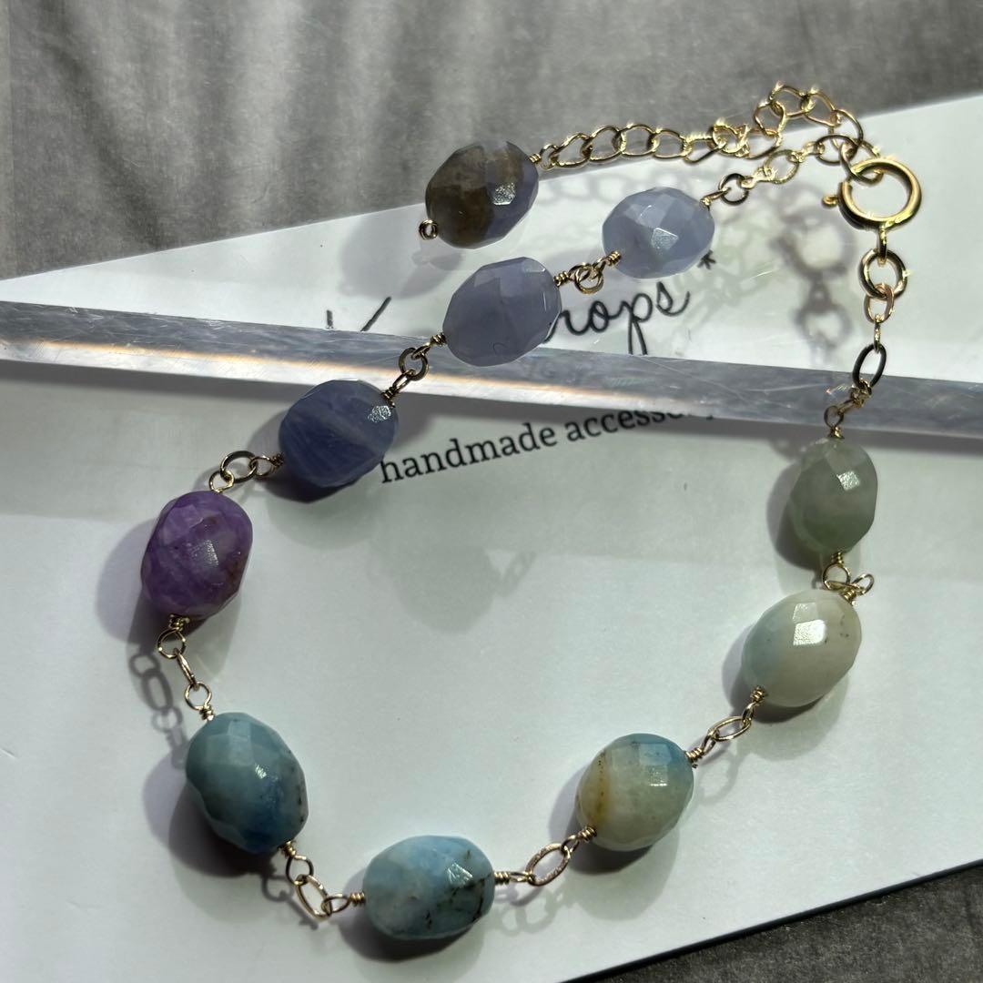 ♦︎希少♦︎ハックマナイト＆アフガナイト✴︎14kgfブレスレットB192