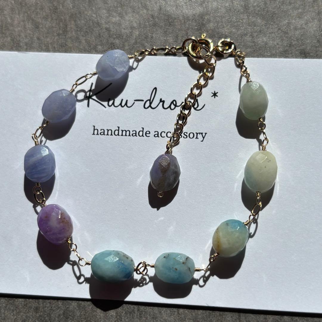 ♦︎希少♦︎ハックマナイト＆アフガナイト✴︎14kgfブレスレットB192