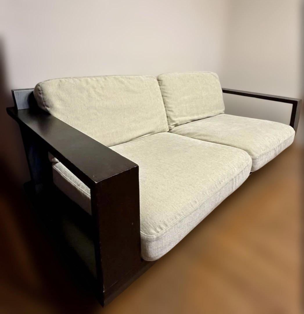 高級 大塚家具 3人用ソファ フランスベッド製造 アイボリー