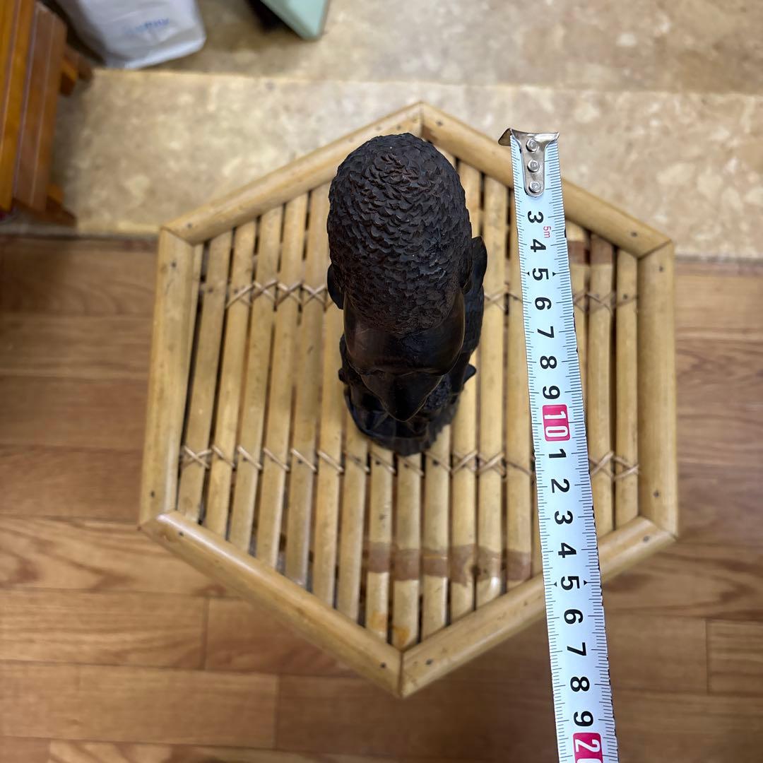 【極上品】マコンデ彫刻 ウジャマ 最高級黒檀（エボニー）一刀彫 22cm