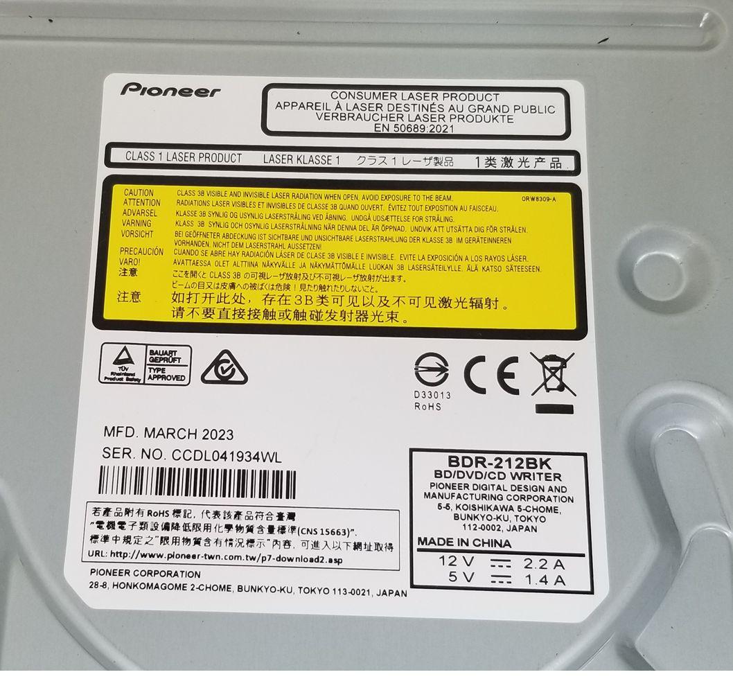 2023製 Pioneer Blu-rayドライブ BDR-212BK
