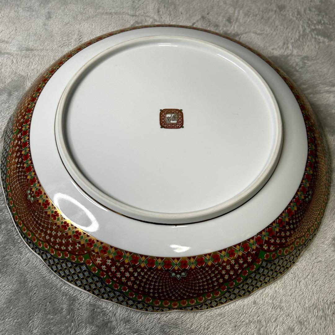 【極美品】前畑陶器 庫山窯 献上手金彩 盛鉢 大皿 幅30cm 金縁 飾皿