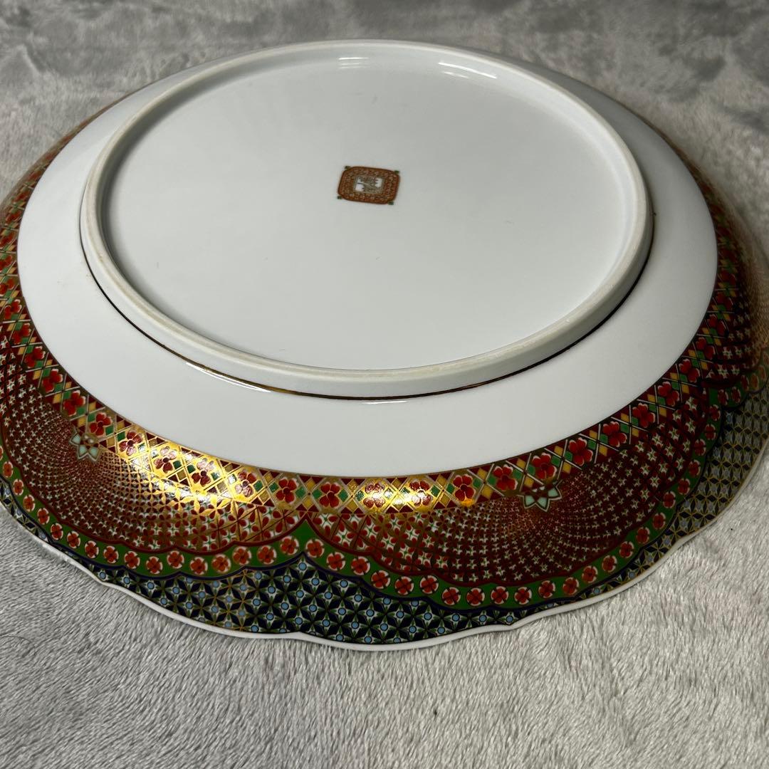 【極美品】前畑陶器 庫山窯 献上手金彩 盛鉢 大皿 幅30cm 金縁 飾皿