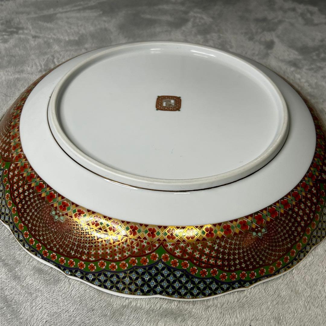 【極美品】前畑陶器 庫山窯 献上手金彩 盛鉢 大皿 幅30cm 金縁 飾皿