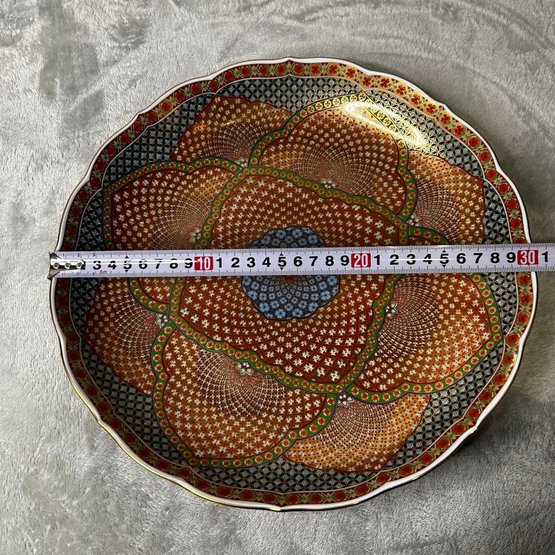 【極美品】前畑陶器 庫山窯 献上手金彩 盛鉢 大皿 幅30cm 金縁 飾皿