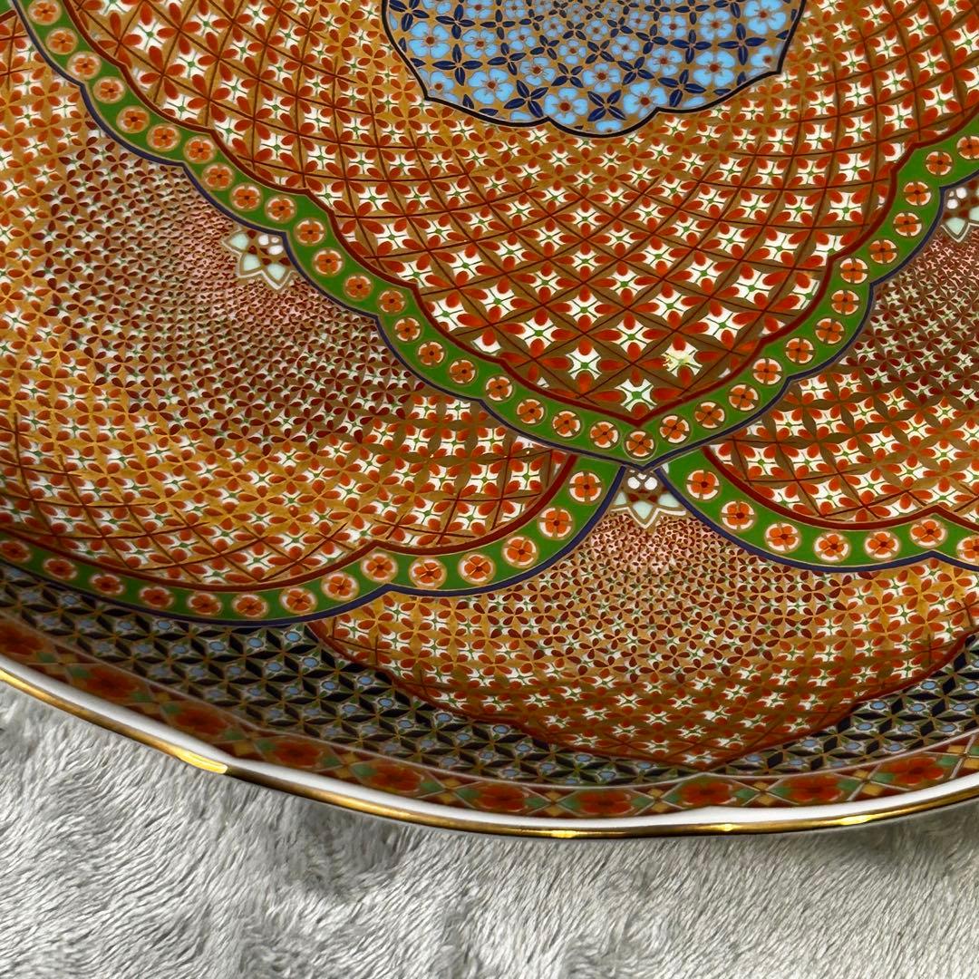 【極美品】前畑陶器 庫山窯 献上手金彩 盛鉢 大皿 幅30cm 金縁 飾皿