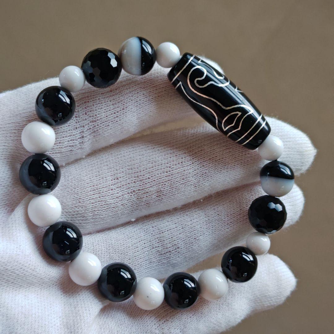 ご確認専用です♡新作♡選べる天珠両サイド粒、銀線水蓮花天珠、天然ホワイトオニキス