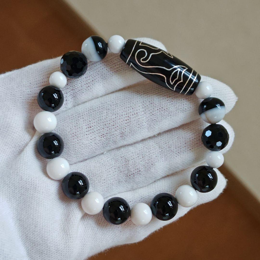 ご確認専用です♡新作♡選べる天珠両サイド粒、銀線水蓮花天珠、天然ホワイトオニキス
