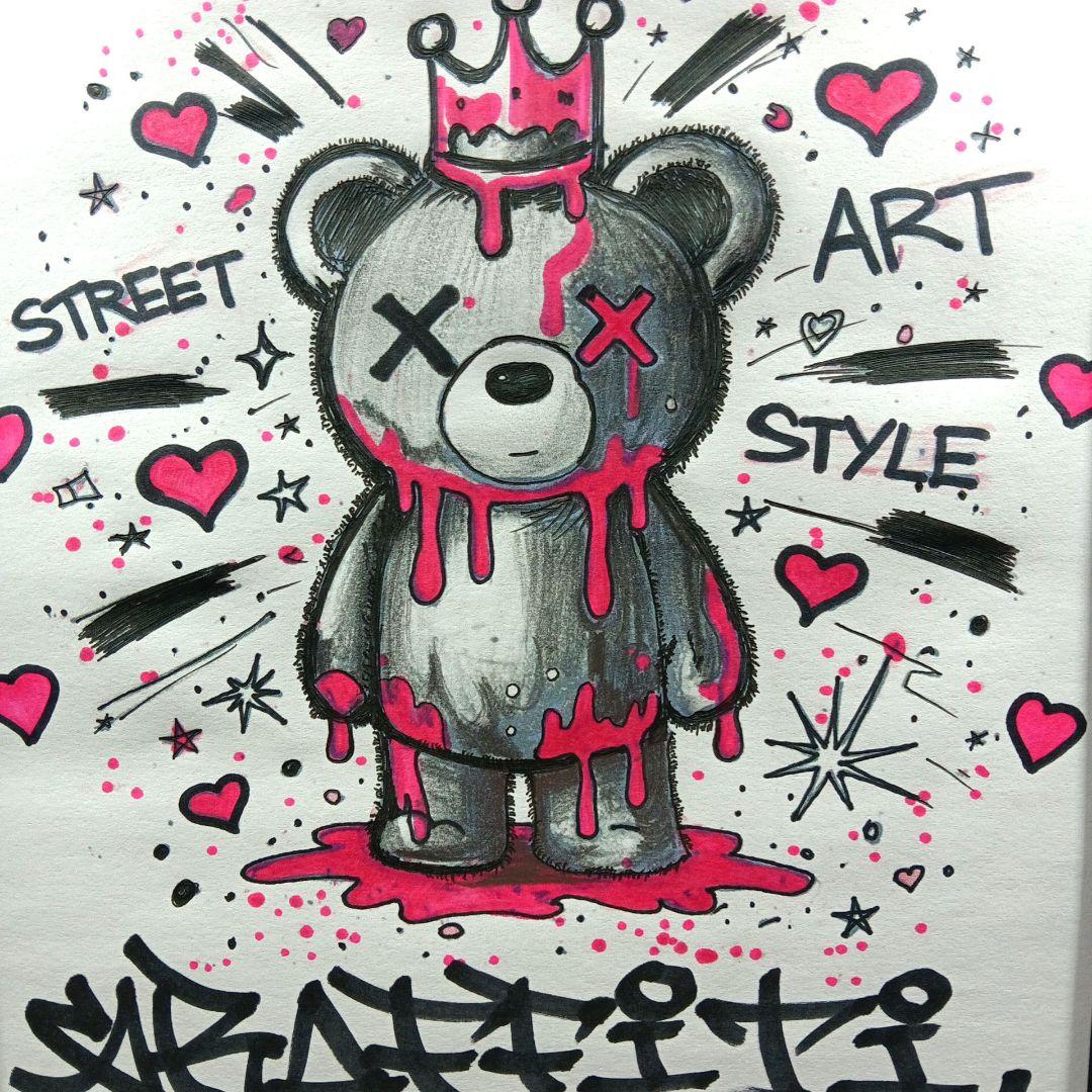 GRAFFITI ART グラフィティベア 原画 A4 ストリートアート