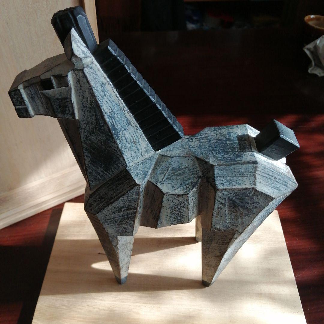 加藤潮光　木彫若駒　24cm