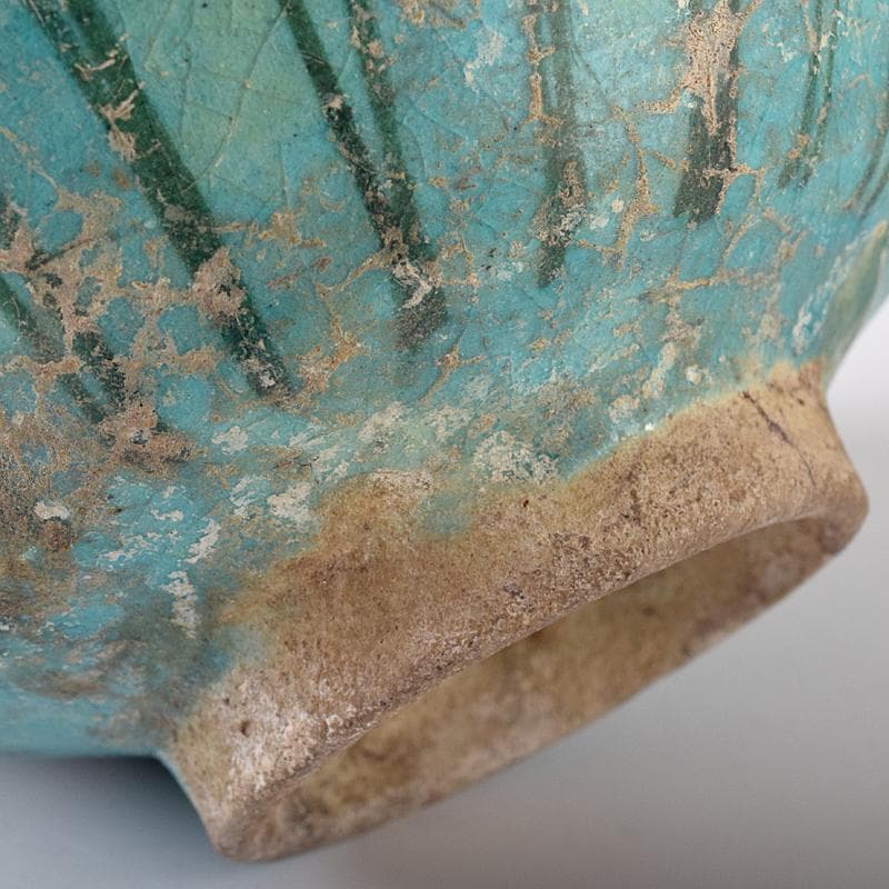 ペルシャ陶器　二シャプール出土　十世紀　青釉黒彩鉢　時代箱付　V　R8419