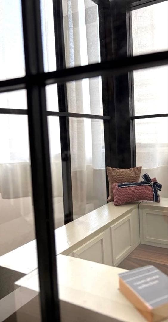 ドールハウス　撮影背景ボード　ハンドメイド☆コーナールーム＆チェア＆シェルフ家具