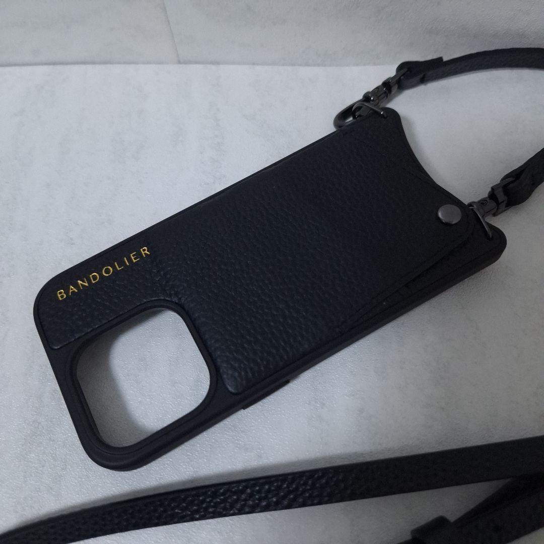 バンドリヤー スマホケース ストラップ iPhone 15Pro 高級感 黒