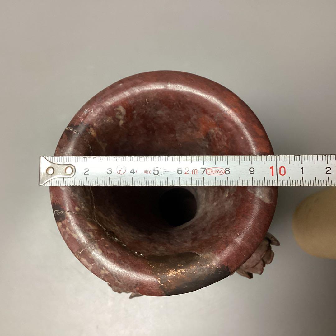 JPMALL　石細工　花　彫刻　装飾　花瓶　花入　壺　中国美術