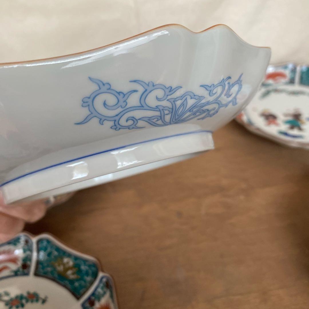 青郊窯　九谷焼　KUTANI 八角中皿　唐子　童子　工芸品　伝統工芸　送料無料