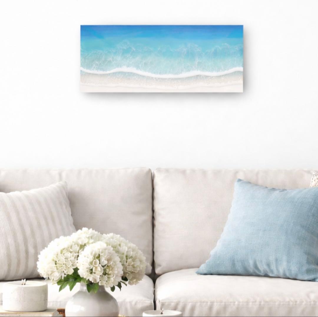 新しい波に乗りたい方へ　深呼吸する海　海アート　45×22 ×1.7cm