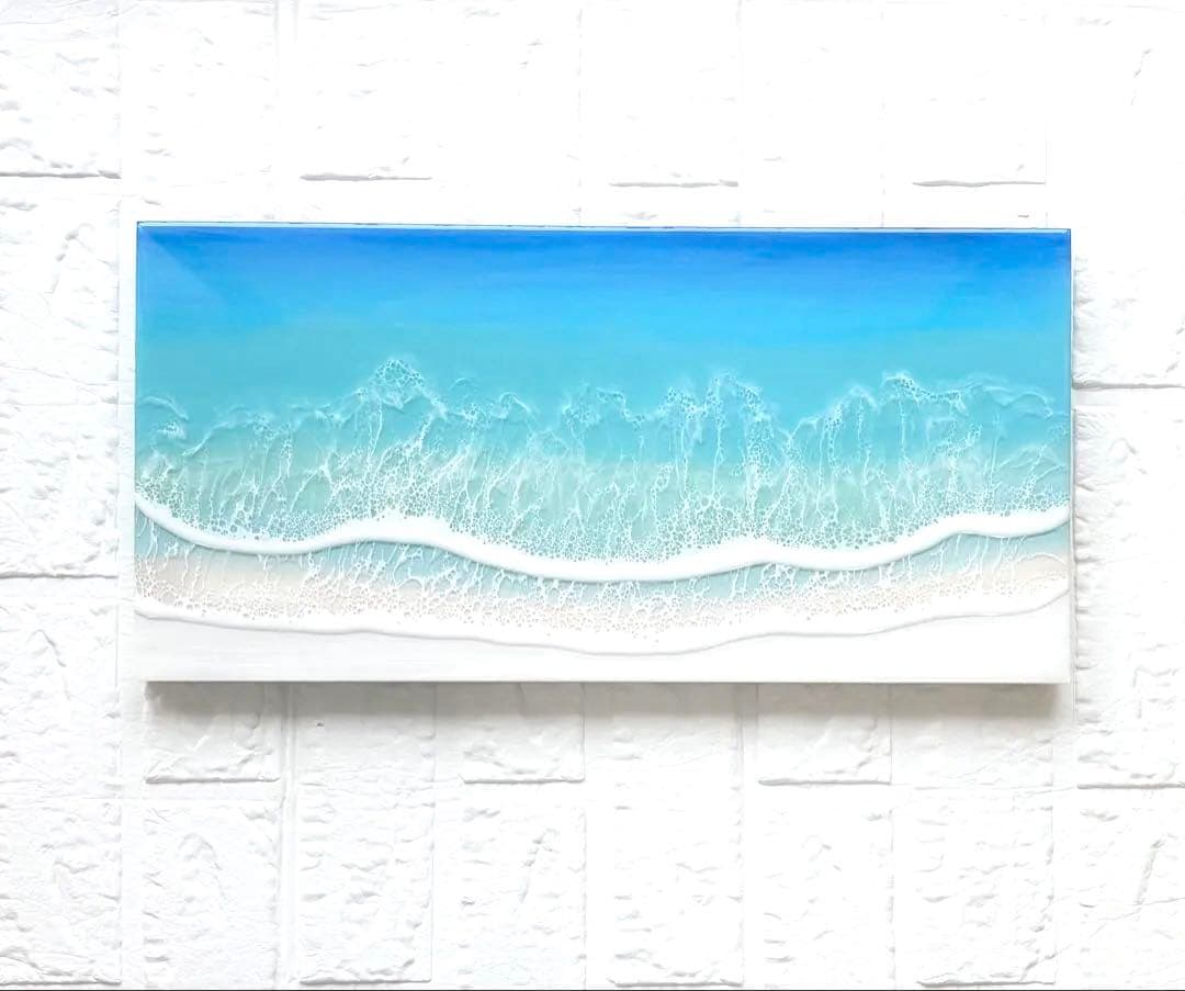 新しい波に乗りたい方へ　深呼吸する海　海アート　45×22 ×1.7cm