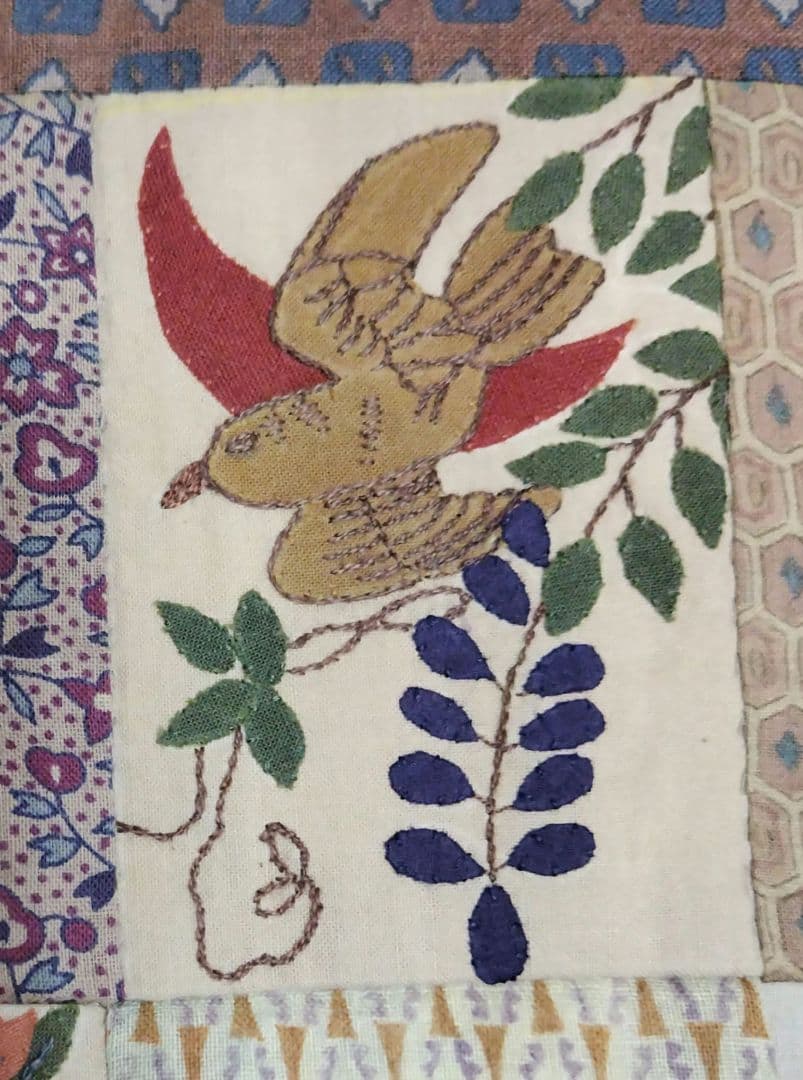 和風 タペストリー【花札のタペストリー】ハンドメイド　刺繍　 アップリケ　古布
