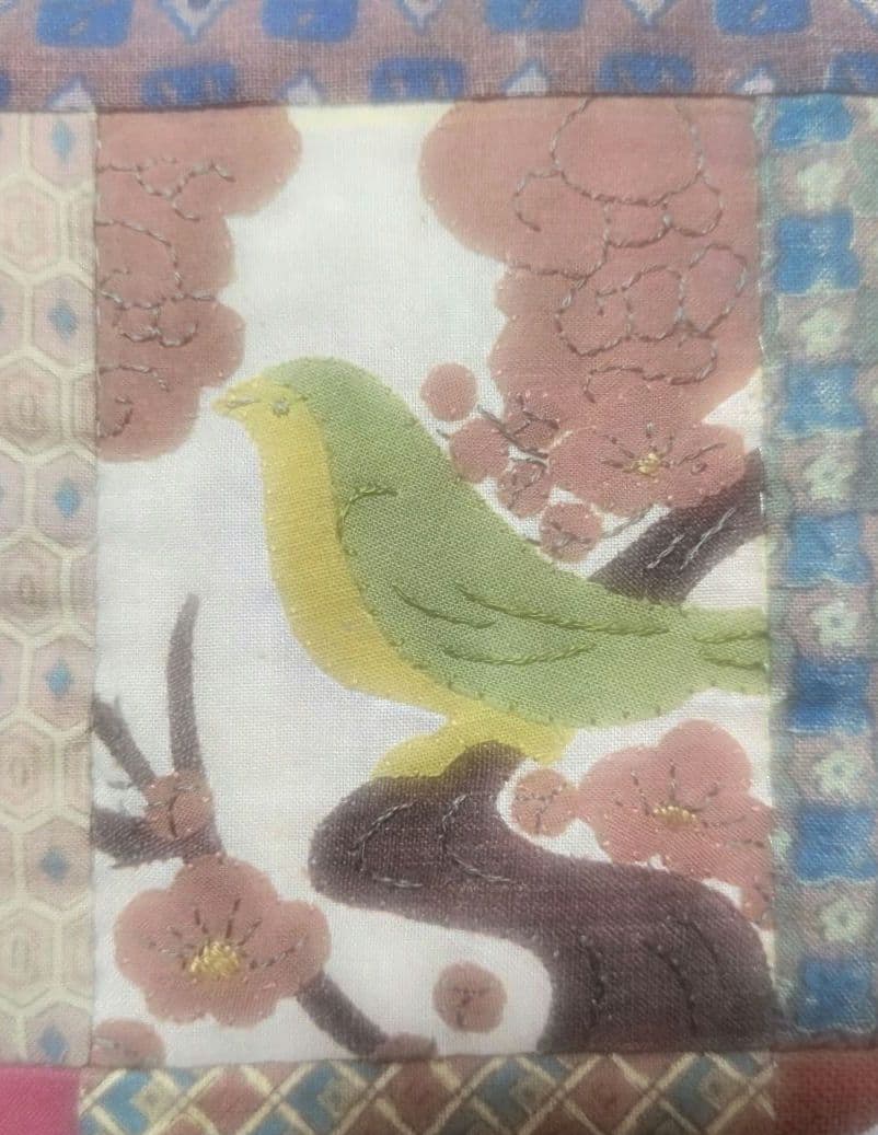 和風 タペストリー【花札のタペストリー】ハンドメイド　刺繍　 アップリケ　古布