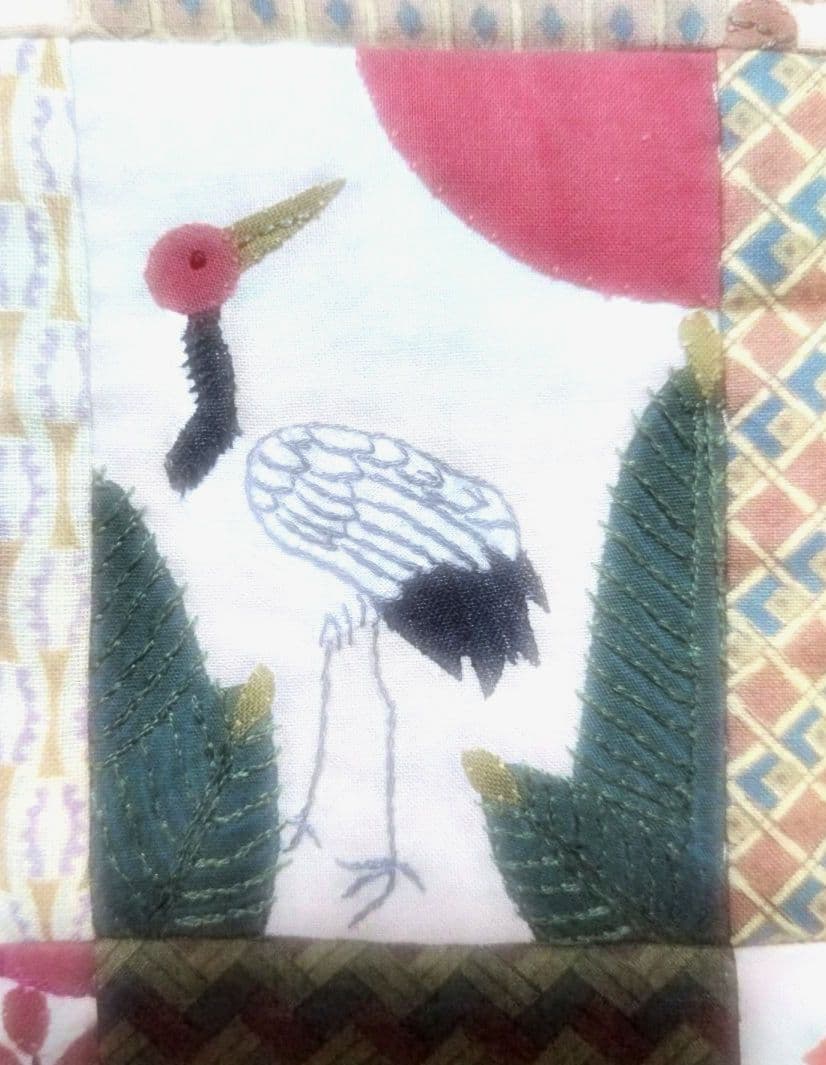 和風 タペストリー【花札のタペストリー】ハンドメイド　刺繍　 アップリケ　古布
