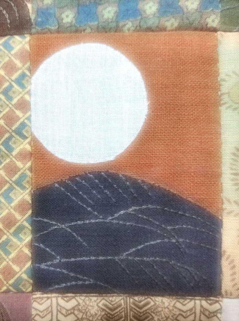 和風 タペストリー【花札のタペストリー】ハンドメイド　刺繍　 アップリケ　古布