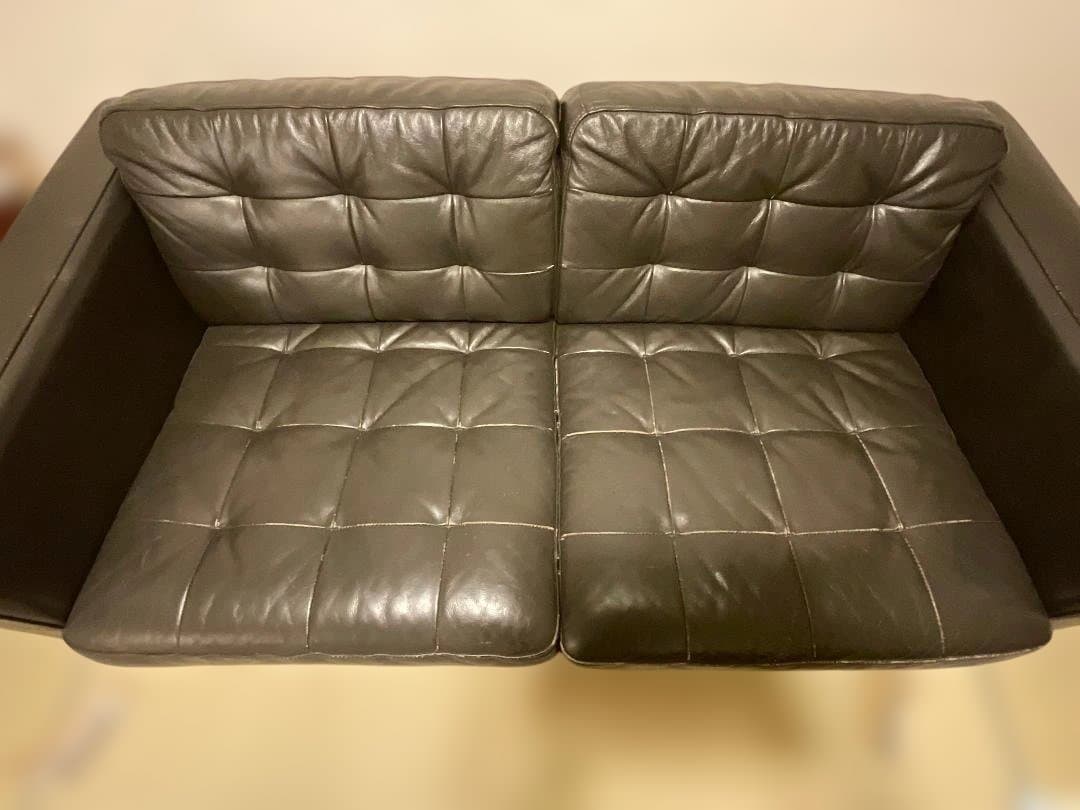 引取前提横浜市 IKEA 本革ダークブラウン2人掛けソファ(オットマン併売)