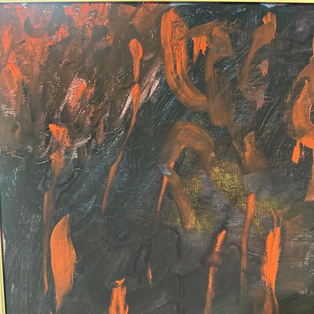 抽象画　肉筆油彩画 絵画　ア-ト　RED インテリア　額縁