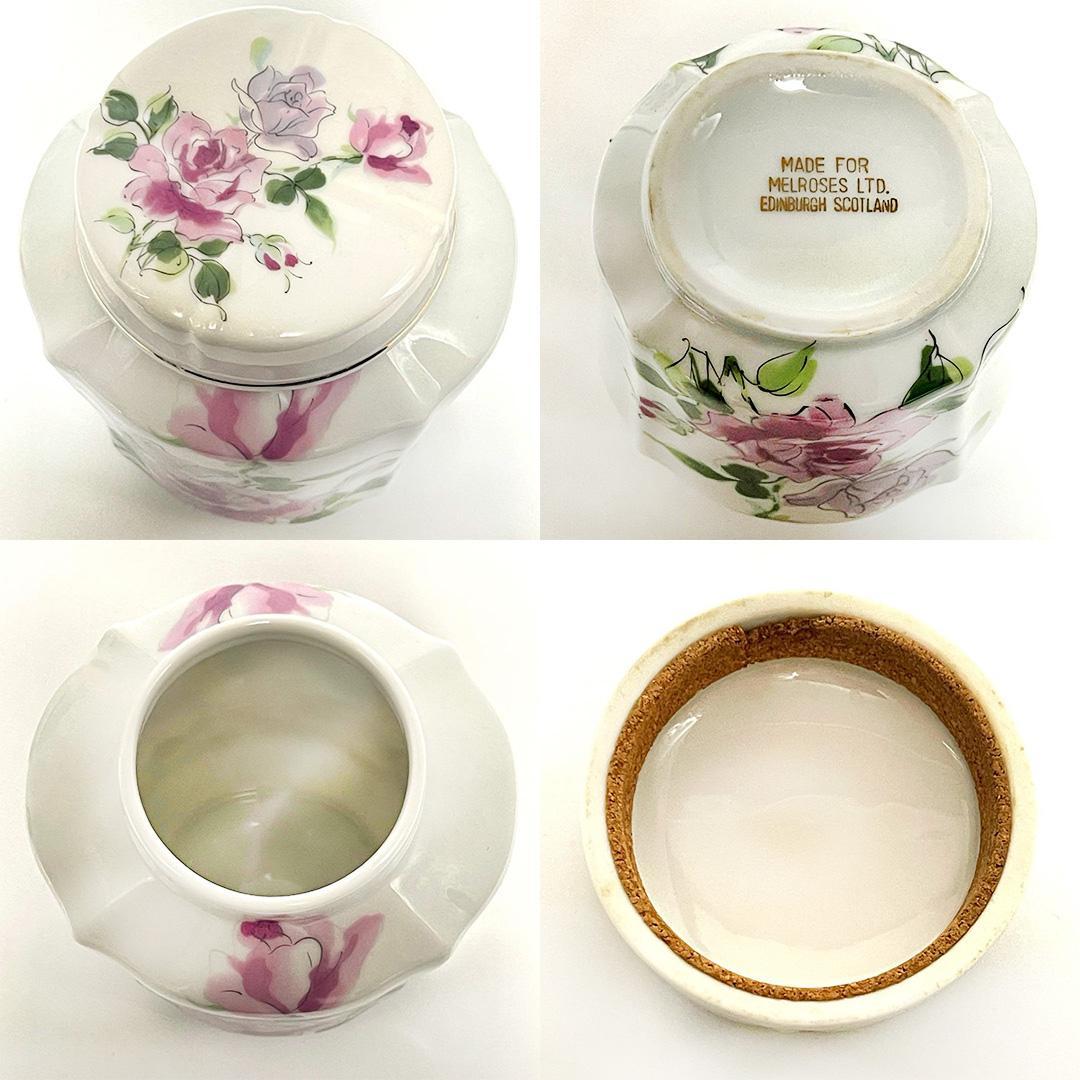 希少 メルローズ MELROSES 陶器 茶筒 3点 スコットランド 花柄 鳥