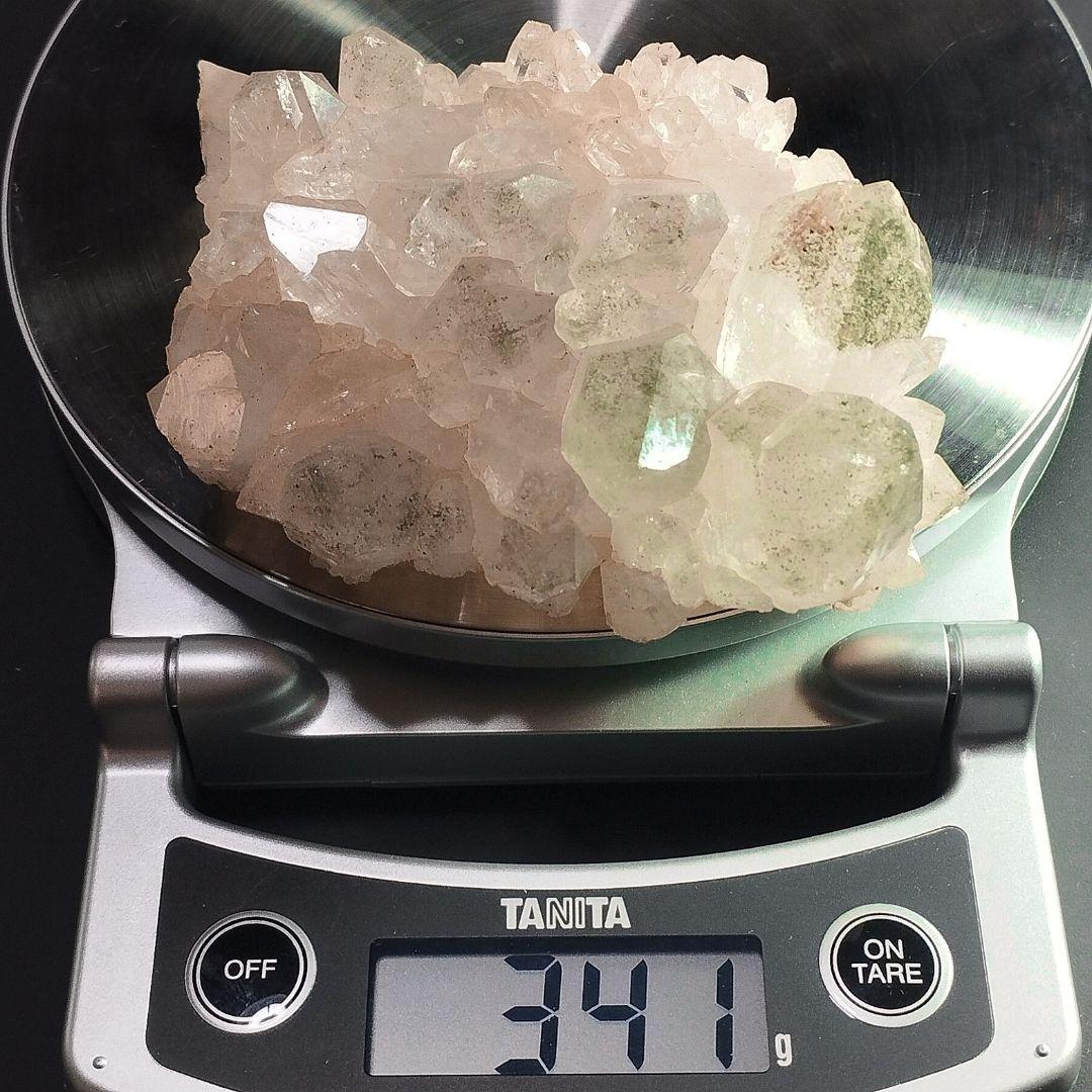 ④マニカラン水晶 クラスター原石 ピンクマニカラン グリーンファントム 貫入水晶