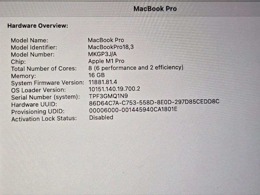 [セット売り]MacBookPro14インチ M1 16GB/512GB SSD