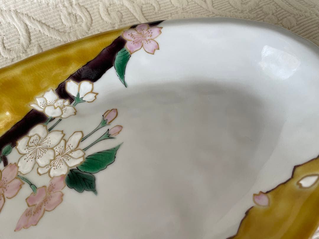 九谷焼　宮本晄氏　オーバル　大皿　11号　春待ち