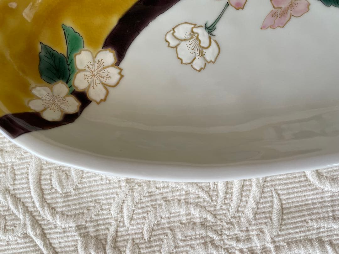 九谷焼　宮本晄氏　オーバル　大皿　11号　春待ち