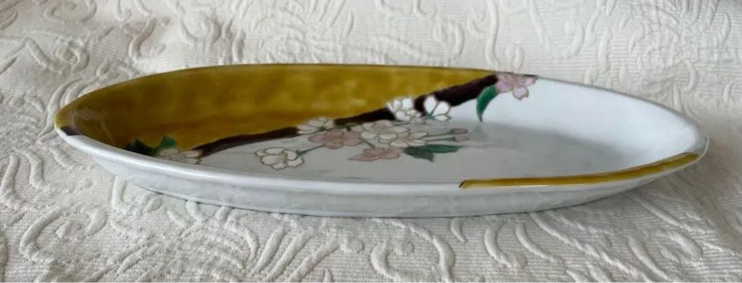 九谷焼　宮本晄氏　オーバル　大皿　11号　春待ち