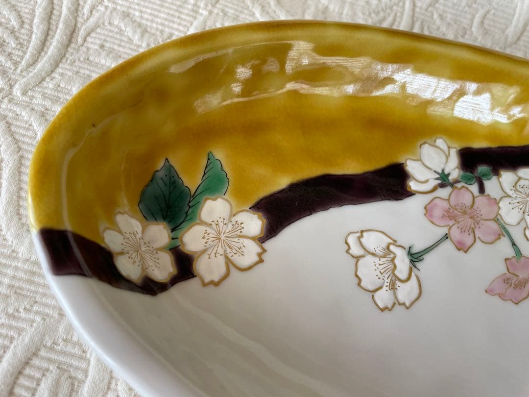 九谷焼　宮本晄氏　オーバル　大皿　11号　春待ち