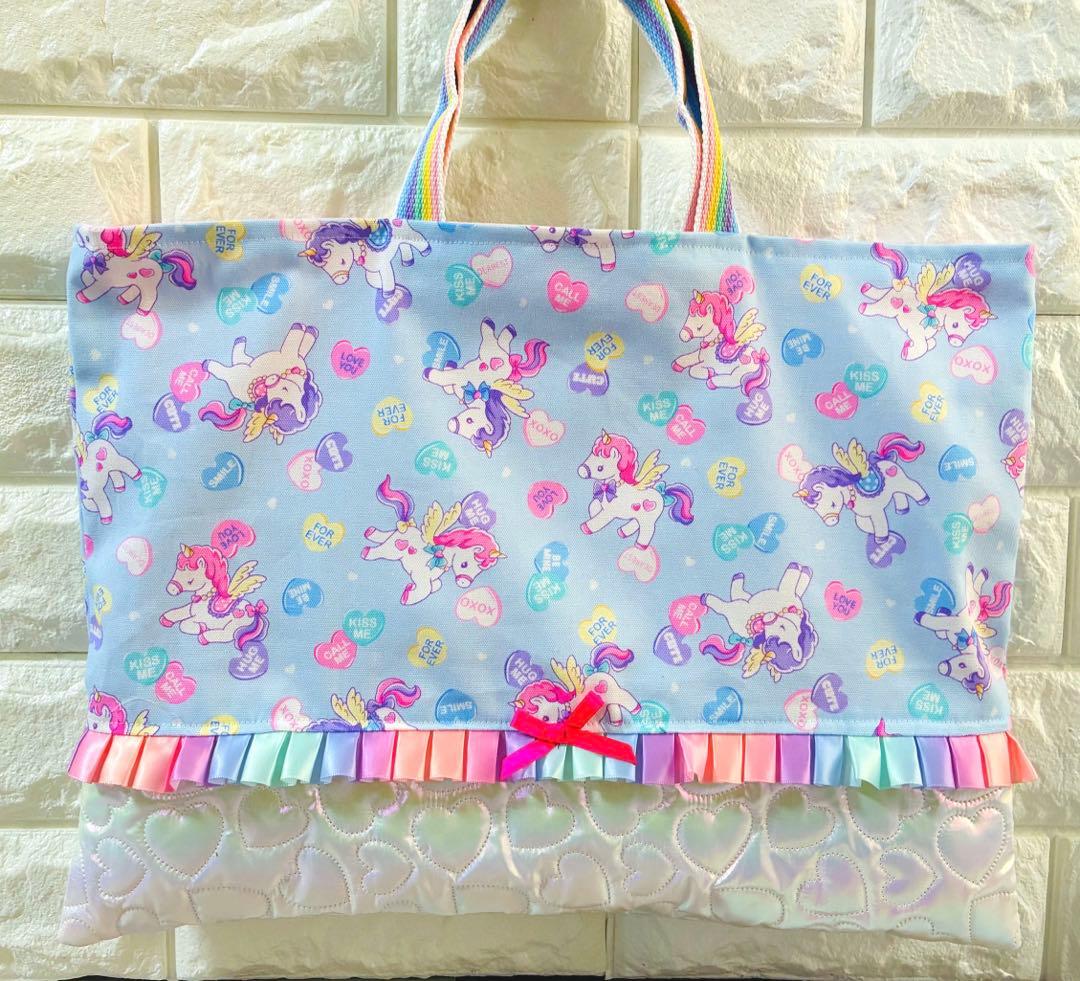b ユニコーン　ハンドメイド　レッスンバッグ　女の子　入学　入園　セット　上履き