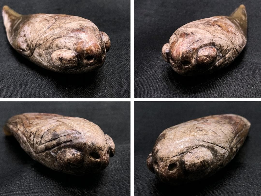 【 玉蝉瑪瑙根付 中華古玩 】　倣古葬玉　明～清朝期