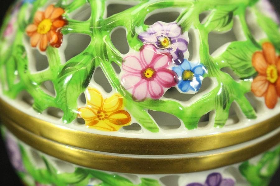 HEREND HVNGARY 小物入れ 透かし ボンボン入れ(メ1574)