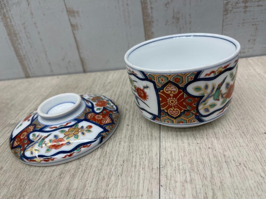 美品 賞美堂 銘窯 有田焼 其泉 極錦 金彩 花鳥絵金彩 蓋付小鉢 5客セット