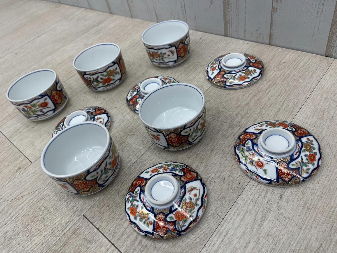 美品 賞美堂 銘窯 有田焼 其泉 極錦 金彩 花鳥絵金彩 蓋付小鉢 5客セット