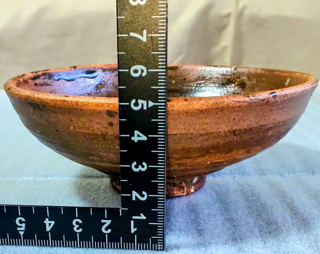 北大路魯山人 刷毛目茶碗 共箱 信楽星岡窯 渦文見込 平茶碗