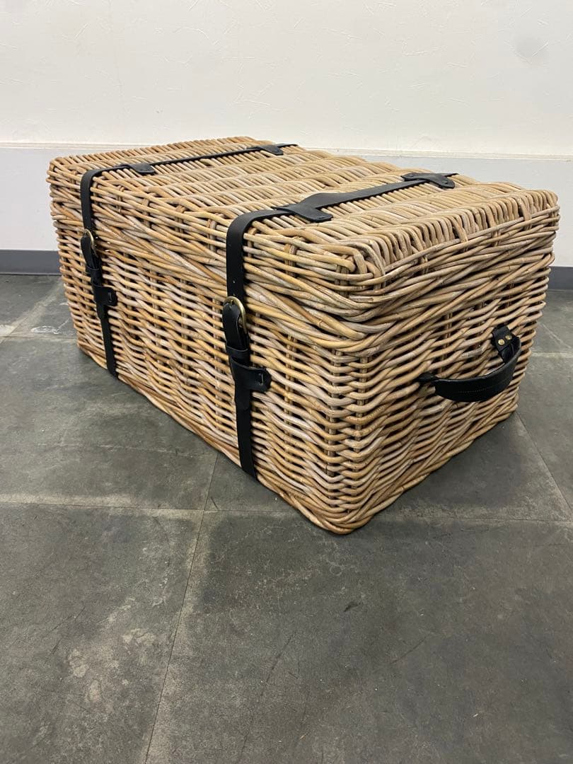 Sarah Grace バスケットトランク 大 ラタン製 木製フレーム