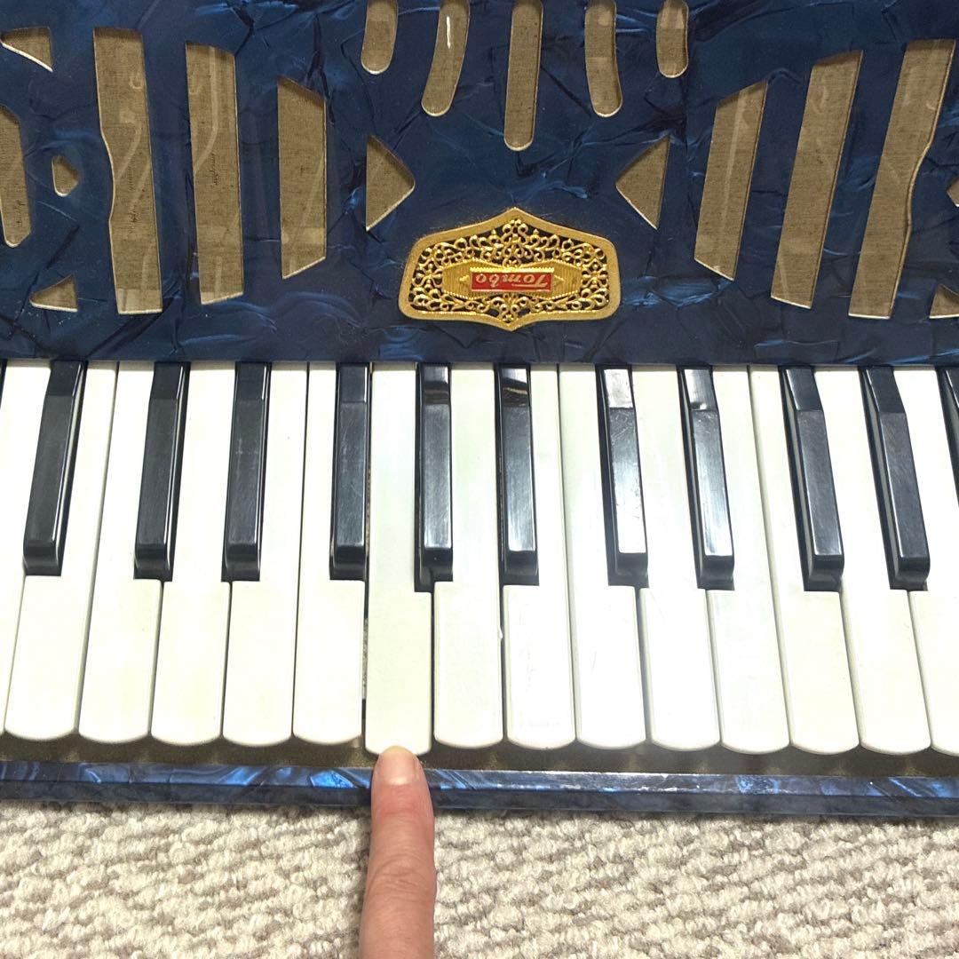 #お値下げ　トンボアコーディオン No.211 30鍵青黒マーブル　レトロ