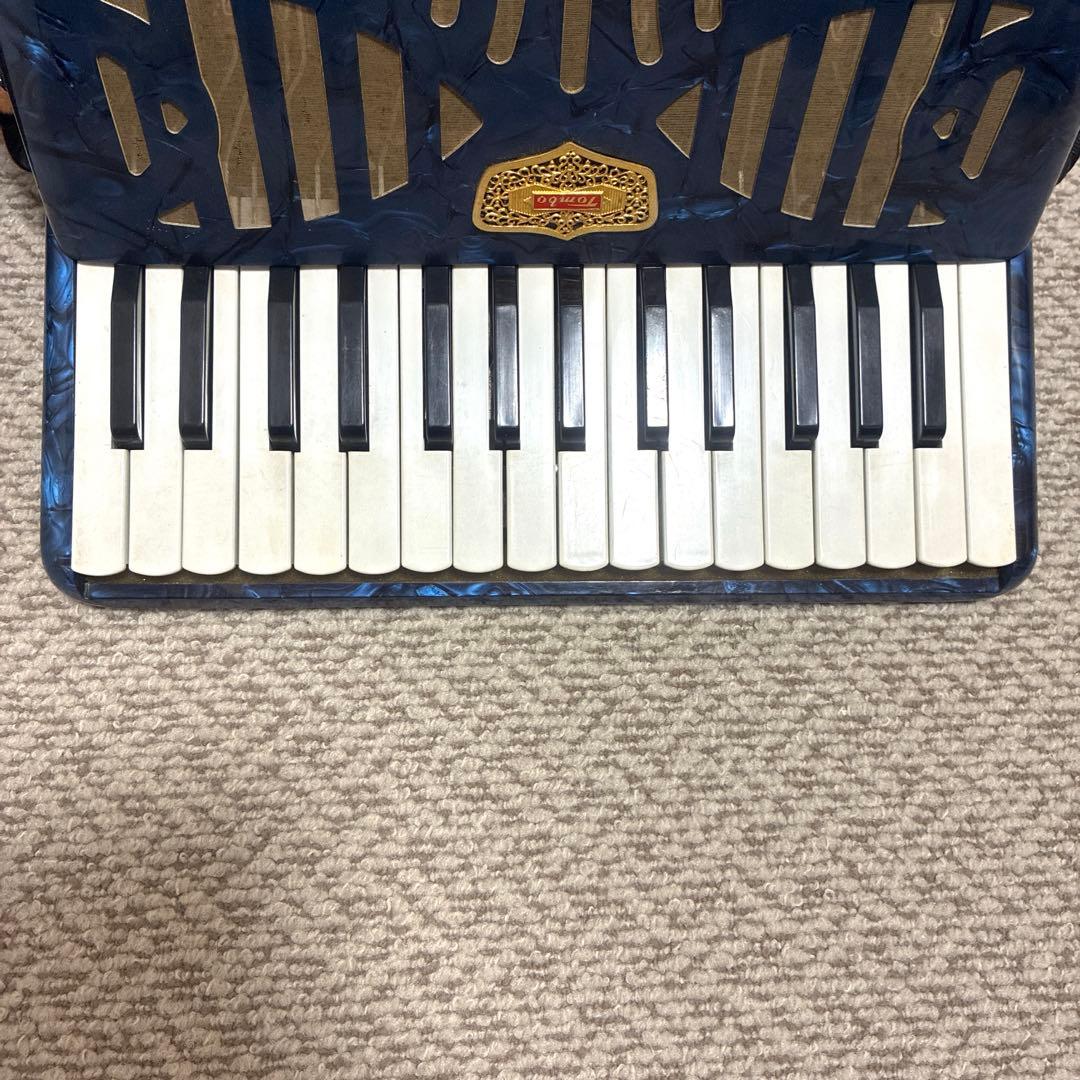 #お値下げ　トンボアコーディオン No.211 30鍵青黒マーブル　レトロ