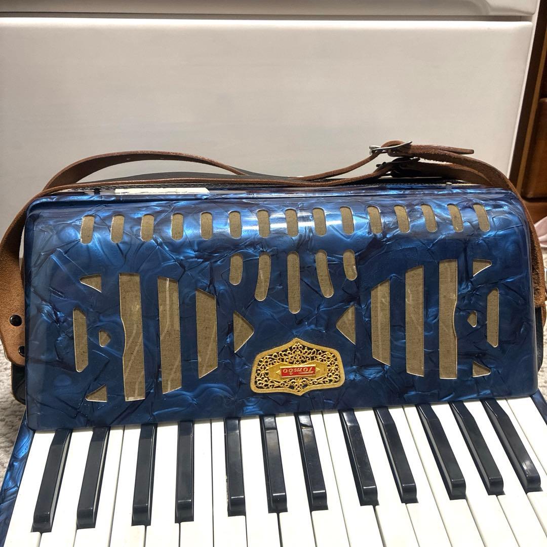 #お値下げ　トンボアコーディオン No.211 30鍵青黒マーブル　レトロ