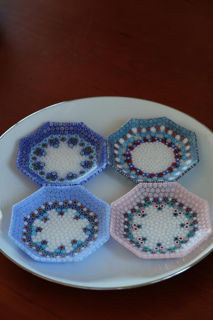 ベネチアンガラス ミルフィオリ プレート 飯塚亜裕子 江波冨士子 田子美樹 小皿