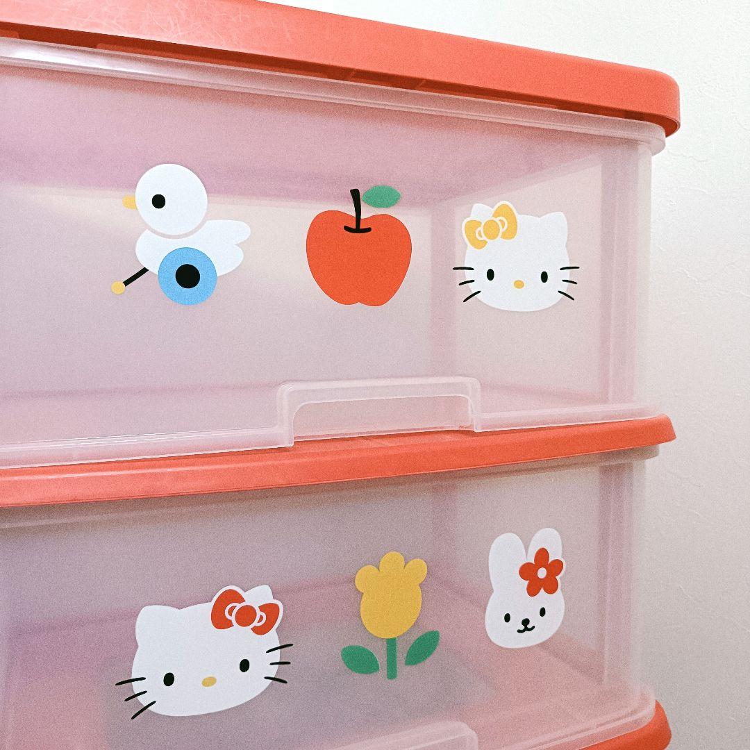 希少 キティ 3段チェスト 引き出し レトロ サンリオ カオハナ 赤