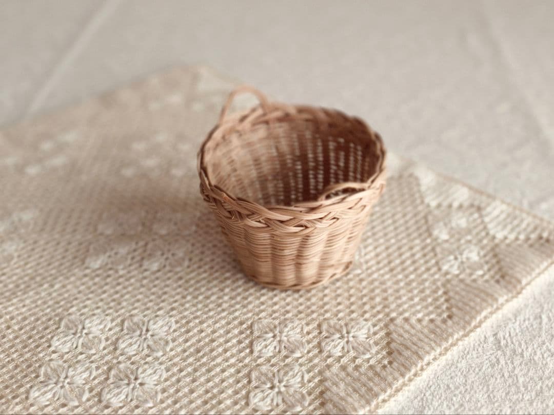 【ひまわりさま】small basket ❀ 両側 持ち手の * バスケット