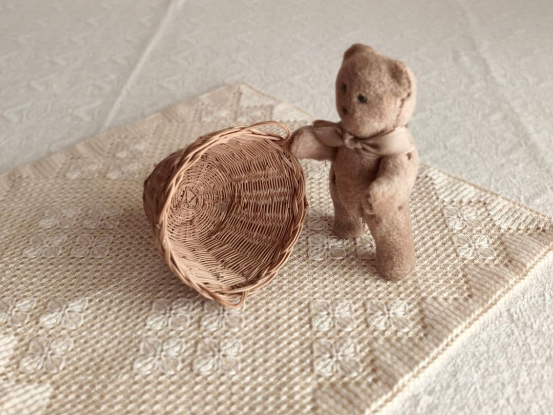 【ひまわりさま】small basket ❀ 両側 持ち手の * バスケット